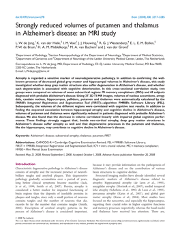Strongly Reduced Volumes of Putamen and Thalamus in Alzheimer's Disease