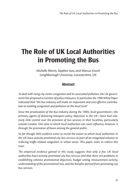 The Role of UK Local Authorities in Promoting the Bus