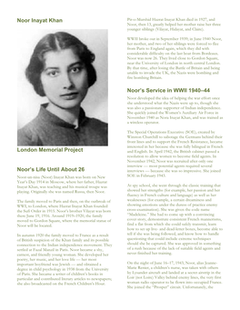 Noor Inayat Khan London Memorial Project Noor's Life Until About 26