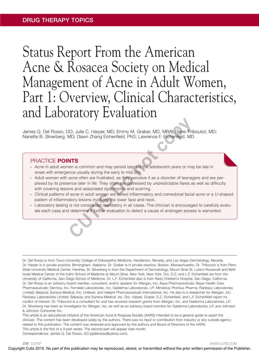 Status Report from the American Acne & Rosacea Society