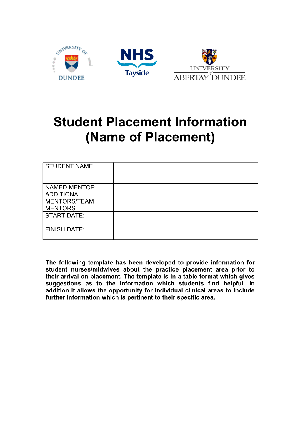 Student Placement Information s2