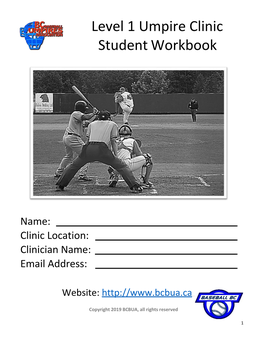Level 1 Umpire Clinic Student Workbook