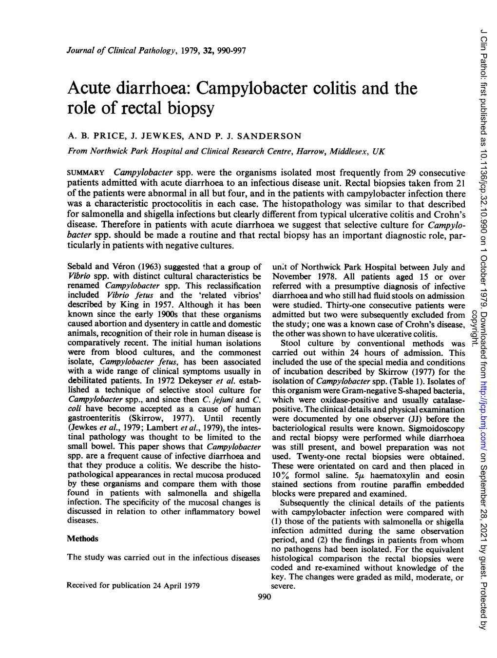 Acute Diarrhoea: Campylobacter Colitis and the Role of Rectal Biopsy