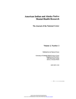 American Indian and Alaska Native Mental Health Research