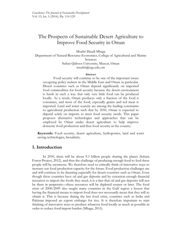 The Prospects of Sustainable Desert Agriculture to Improve Food Security in Oman