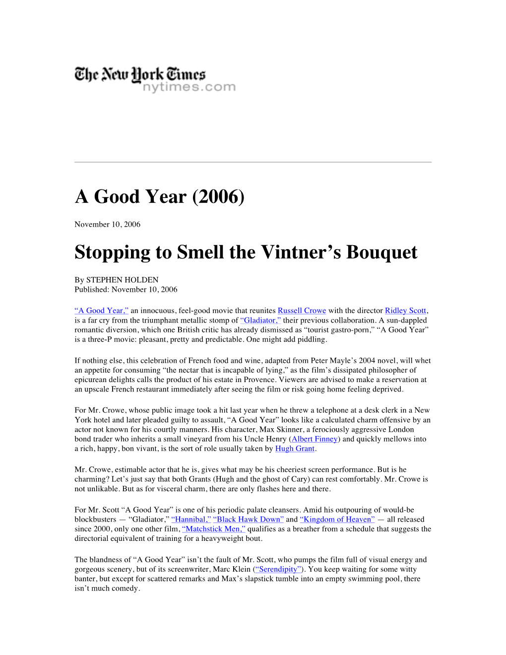 A Good Year (2006) Stopping to Smell the Vintner's Bouquet