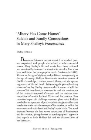 Suicide and Family Connections in Mary Shelley's Frankenstein