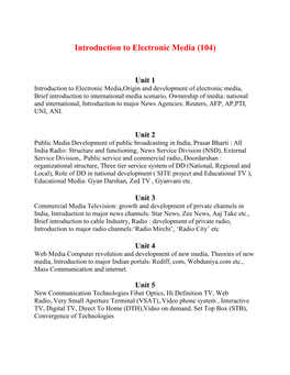 Introduction to Electronic Media (104)