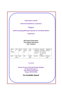 Project Pre-Feasibility Report