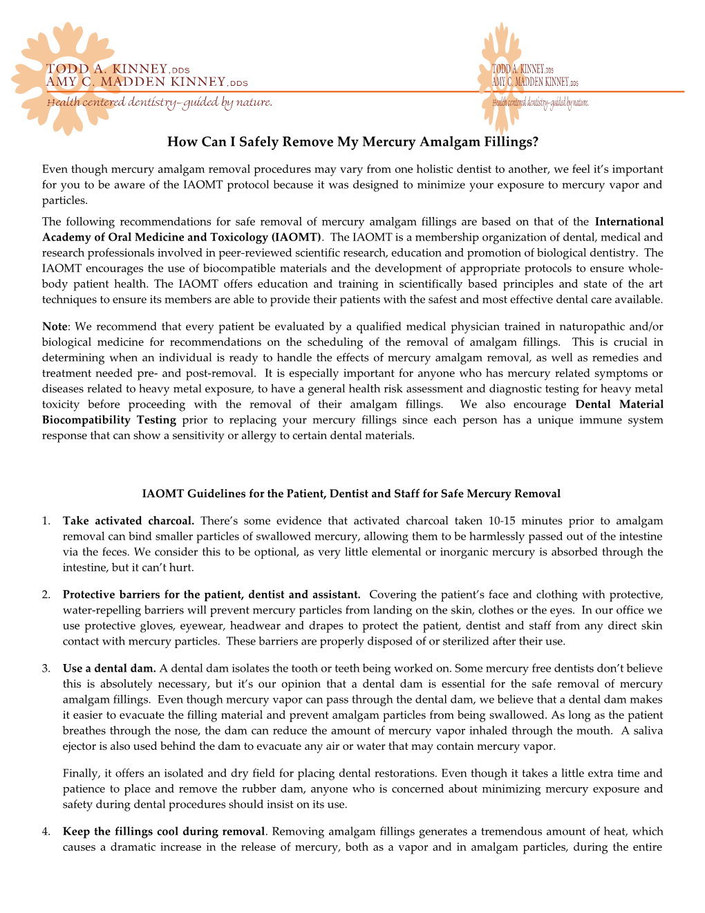 Safe Removal of Mercury-Amalgam Fillings