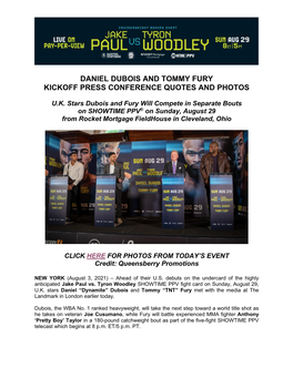 Daniel Dubois and Tommy Fury Kickoff Press Conference Quotes and Photos