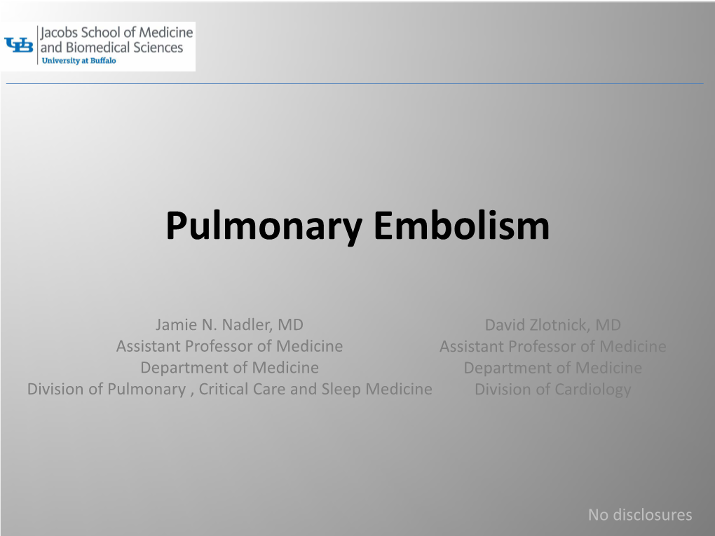 Pulmonary Embolism