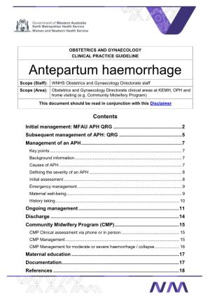 Antepartum Haemorrhage