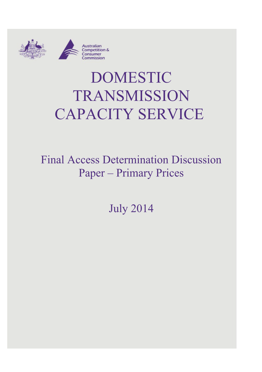 Final Access Determination Discussion Paper Primary Prices