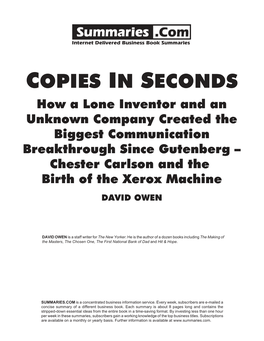 Summary of "Copies in Seconds" by David Owen