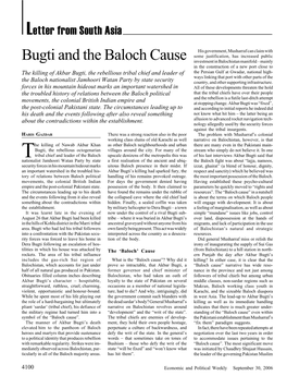 Bugti and the Baloch Cause