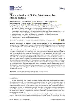 Characterization of Biofilm Extracts from Two Marine Bacteria