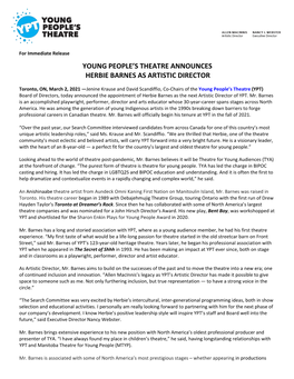 YPT Announces New Artistic Director