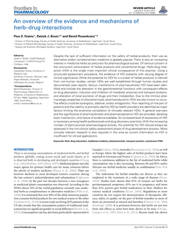 An Overview of the Evidence and Mechanisms of Herb–Drug Interactions