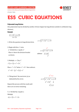 ES5 Cubic Equations, Polynomial Long Division (PDF)