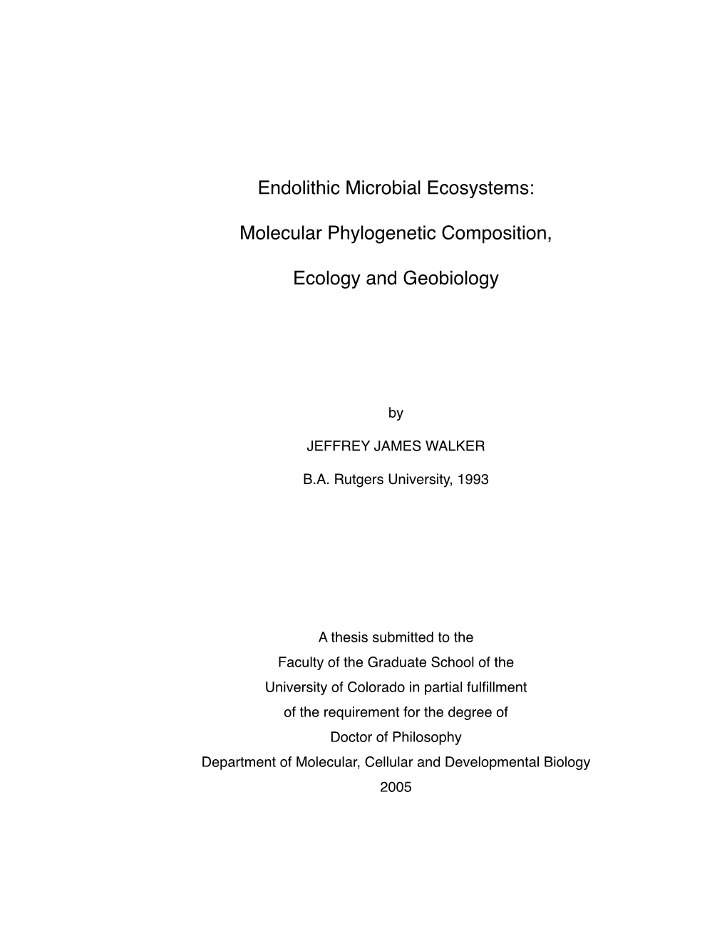 Endolithic Microbial Ecosystems