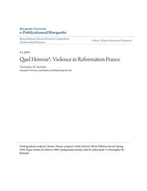 Violence in Reformation France Christopher M
