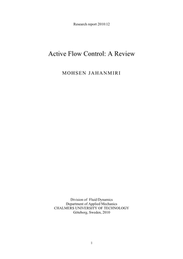 Active Flow Control: a Review