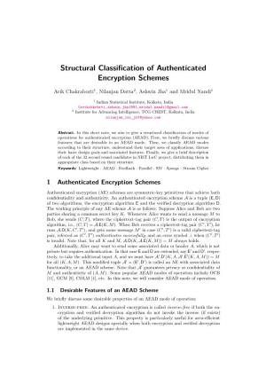 Structural Classification of Authenticated Encryption Schemes