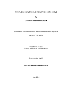 Möbial Corporeality in W. S. Merwin's Ecopoetic Corpus