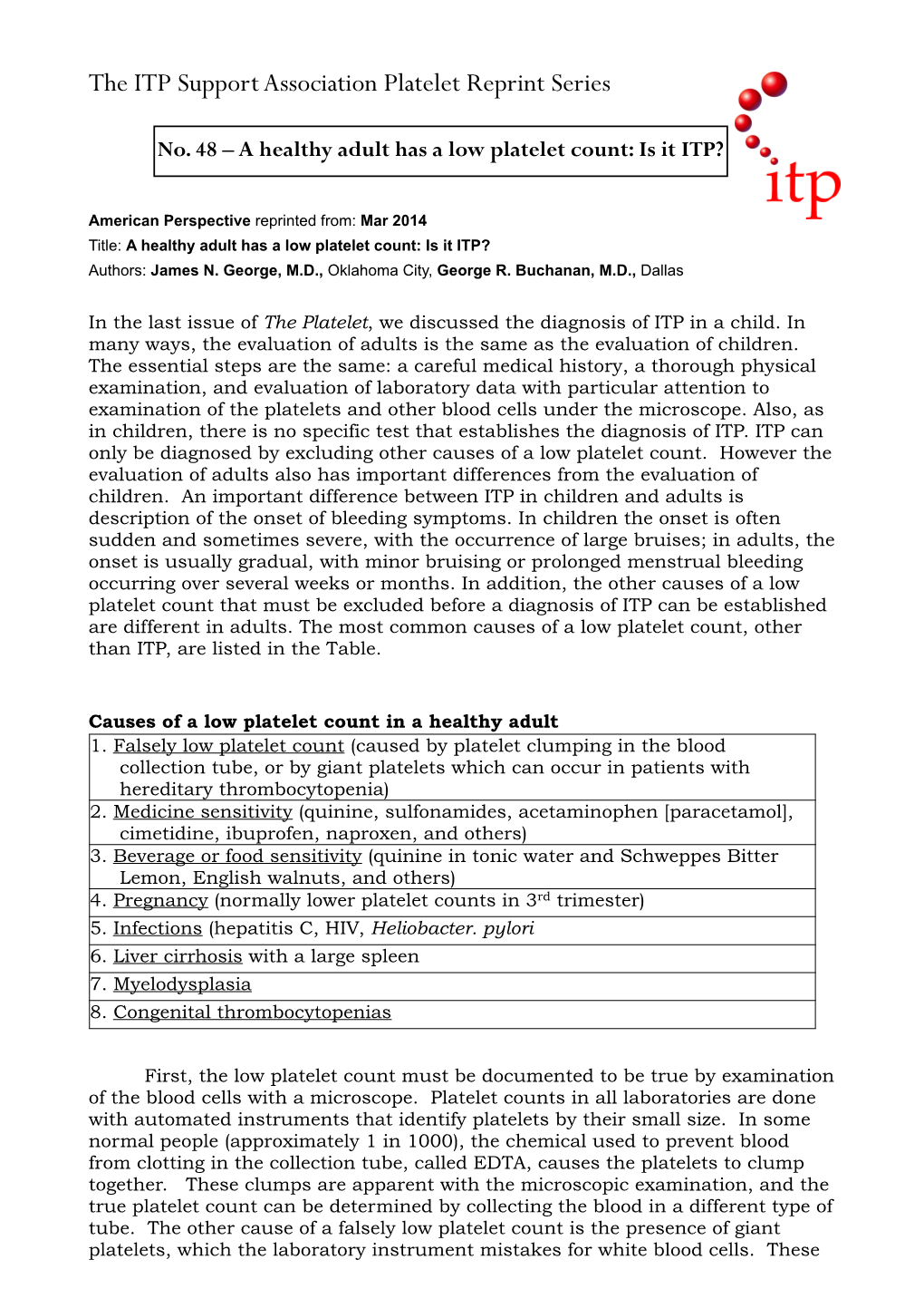 48. Low Platelets in Adults