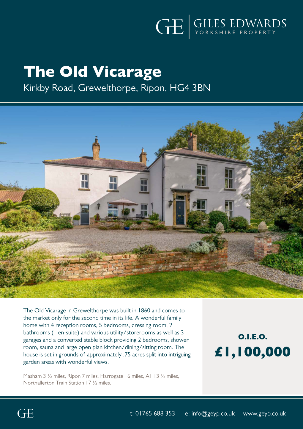 The Old Vicarage Kirkby Road, Grewelthorpe, Ripon, HG4 3BN