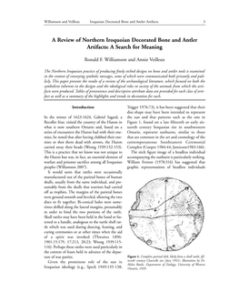 A Review of Northern Iroquoian Decorated Bone and Antler Artifacts: a Search for Meaning