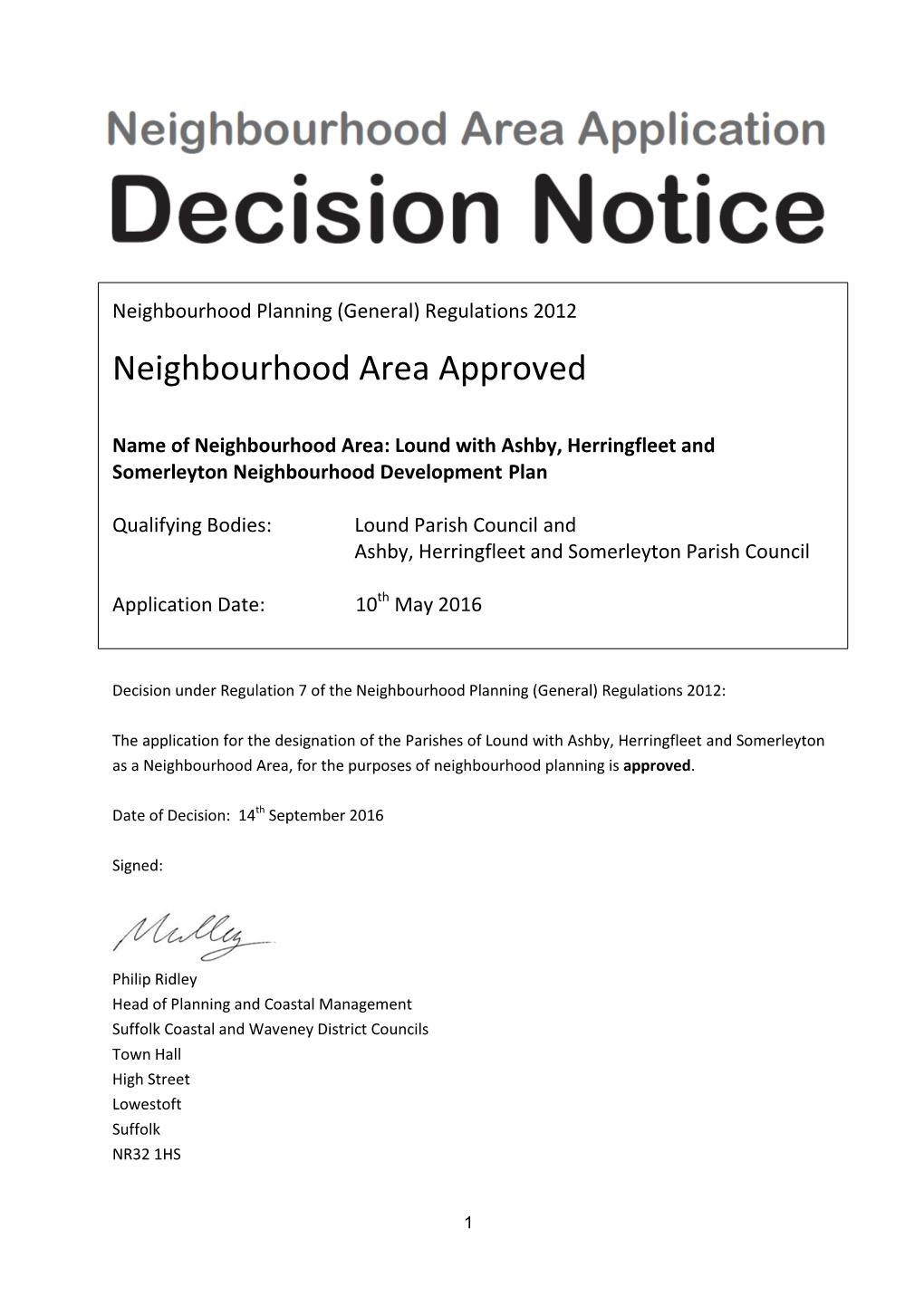 Neighbourhood Area Approved