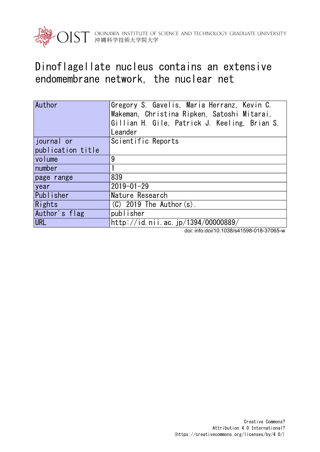 Dinoflagellate Nucleus Contains an Extensive Endomembrane Network, the Nuclear Net