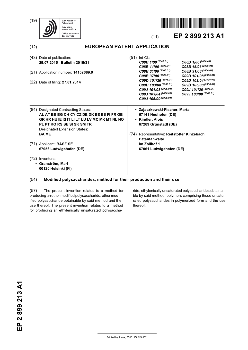 Modified Polysaccharides, Method for Their Production and Their Use