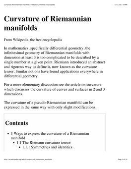 Curvature of Riemannian Manifolds - Wikipedia, the Free Encyclopedia 3/31/10 1:54 PM