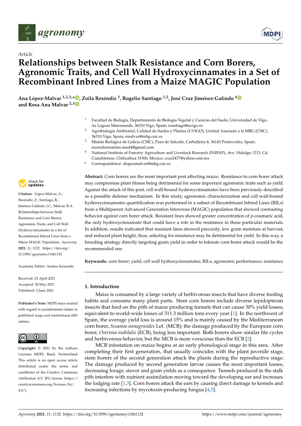 Relationships Between Stalk Resistance and Corn Borers