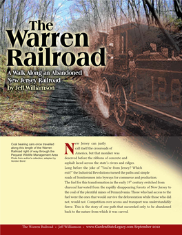 The Warren Railroad • Jeff Williamson • September 2012 New Jersey Can Justly Call Itself the C