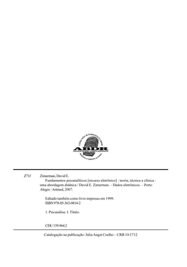 Fundamentos Psicanalíticos [Recurso Eletrônico] : Teoria, Técnica E Clínica : Uma Abordagem Didática / David E