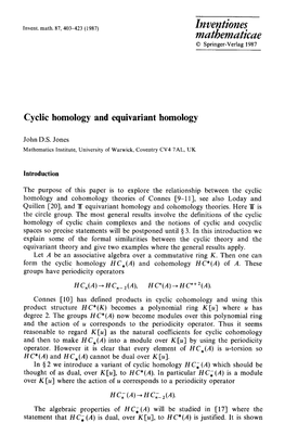 Cyclic Homology and Equivariant Homology