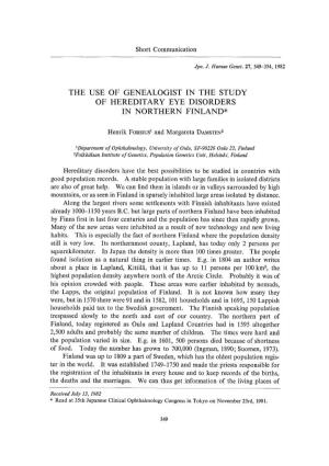 The Use of Genealogist in the Study of Hereditary Eye Disorders in Northern Finland*