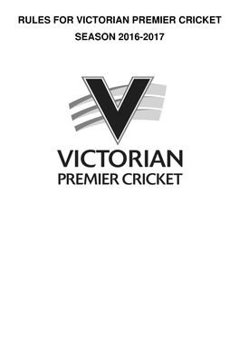 Rules for Victorian Premier Cricket Season 2016-2017