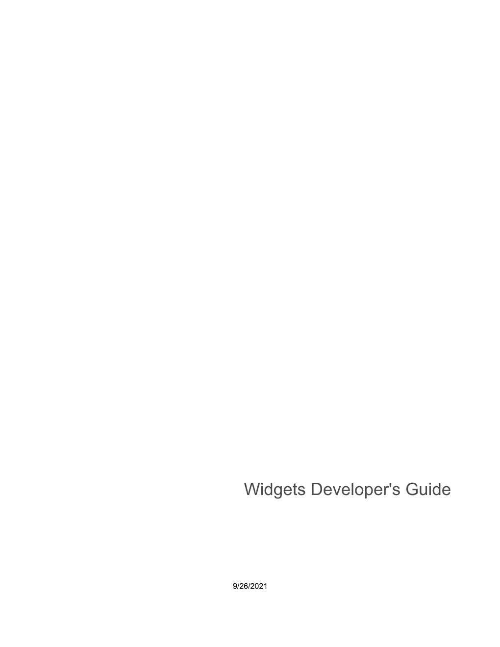 Widgets Developer's Guide