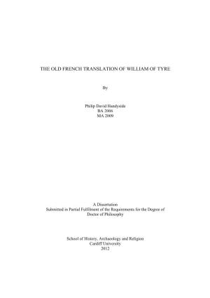 The Old French Translation of William of Tyre