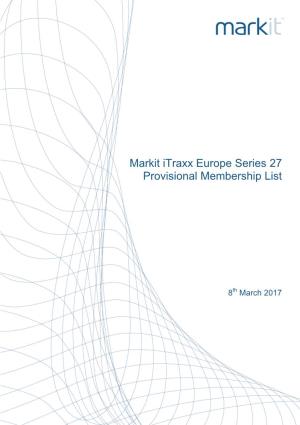 Markit Itraxx Europe Series 27 Provisional Membership List