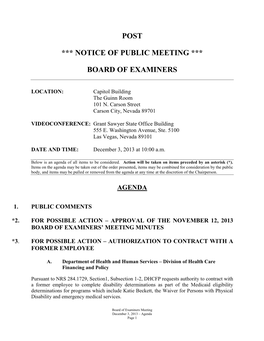 Post *** Notice of Public Meeting *** Board Of