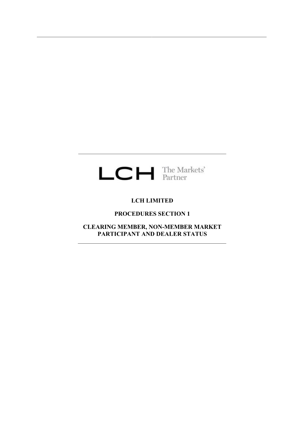 Lch Limited Procedures Section 1 Clearing Member