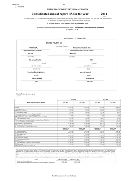 Consolidated Annual Report RS for the Year 2014 (Year) (According to Par