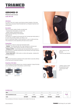 GEROMED 01 Mobile Knee Brace Code: SRT 318