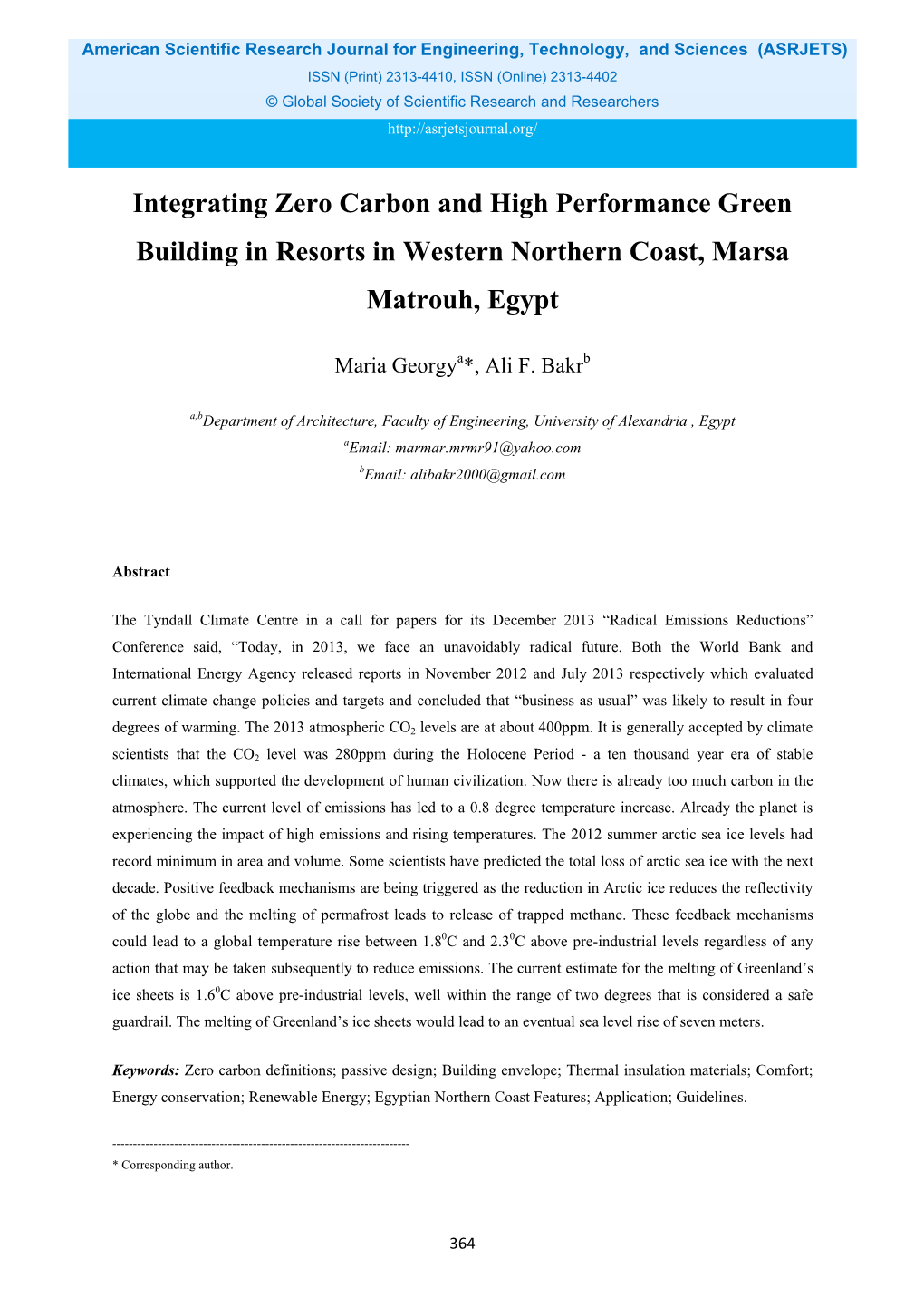 Integrating Zero Carbon and High Performance Green Building in Resorts in Western Northern Coast, Marsa Matrouh, Egypt